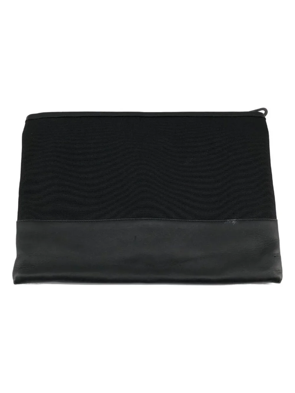 Bottega Veneta Intrecciato Leather Canvas Paneled Clutch Black